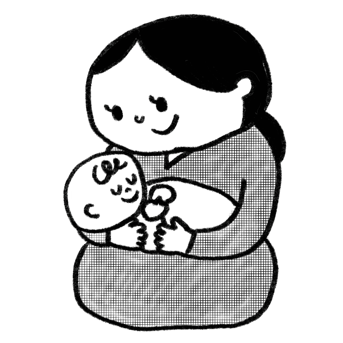 赤ちゃんを抱っこしているママ 白黒 の無料イラスト かわいいフリー素材屋 いらすと係