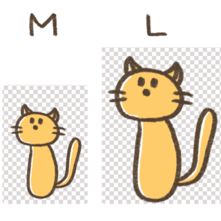 MサイズとLサイズを比較しているイラスト